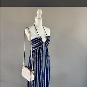 Navy and White Striped Halter Jumpsuit